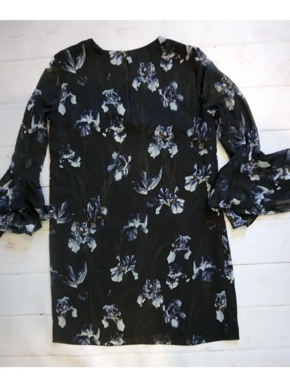 H&M Balloon-Sleeved Chiffon Dress - Size 12 - Picture 2 of 5